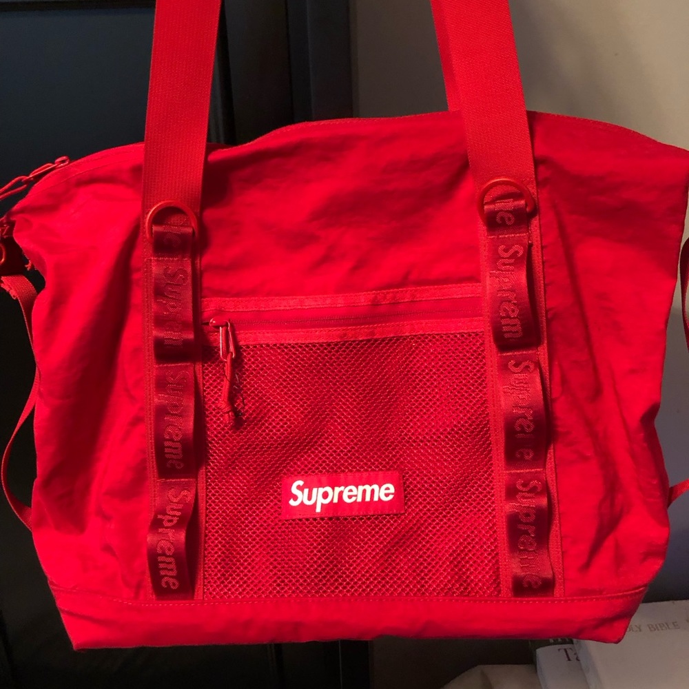 Authentic Supreme Zip Tote Dark Red